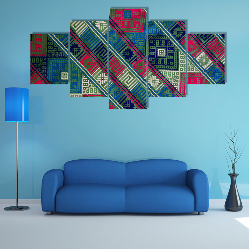 Bhutan Handwoven Textile Texture Canvas Wall Art
