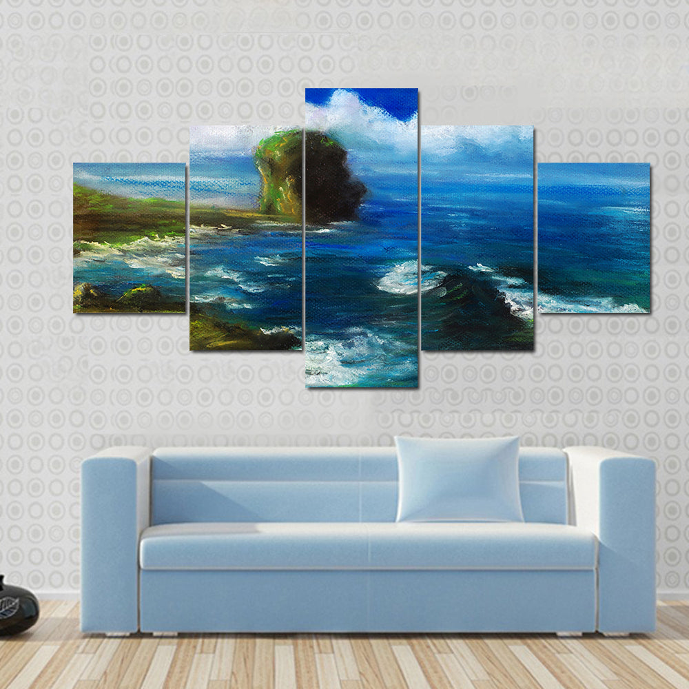 Coastal Landscape with Sea Stack Canvas Wall Art