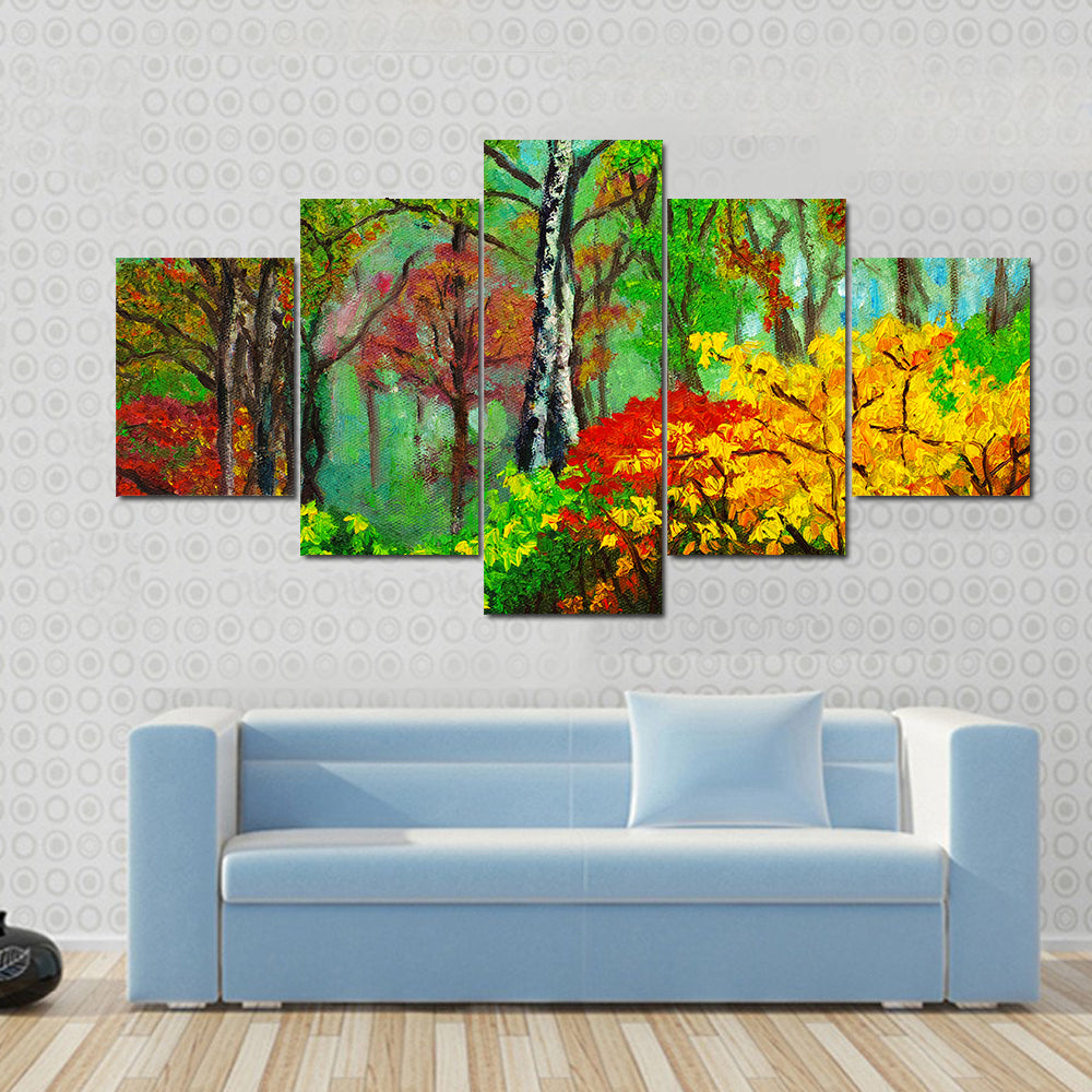 Birch Forest Oil Painting Canvas Wall Art