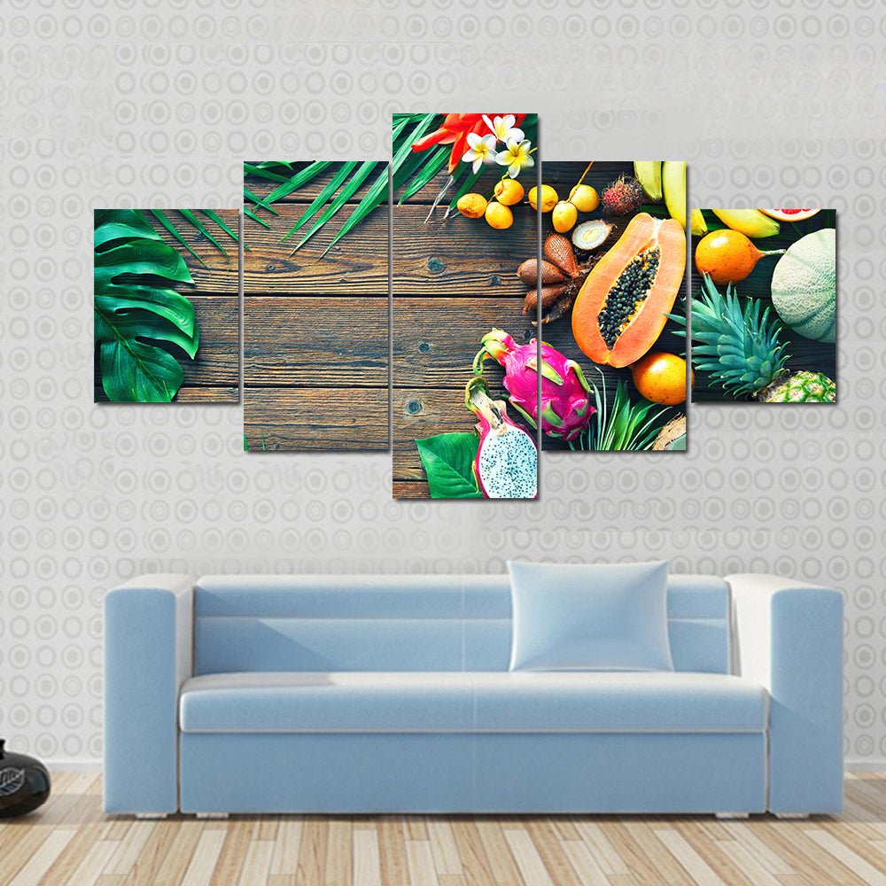 Tropical Fruit Assortment Canvas Wall Art