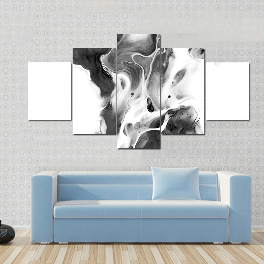 Black and White Ink Flow Abstract Canvas Wall Art