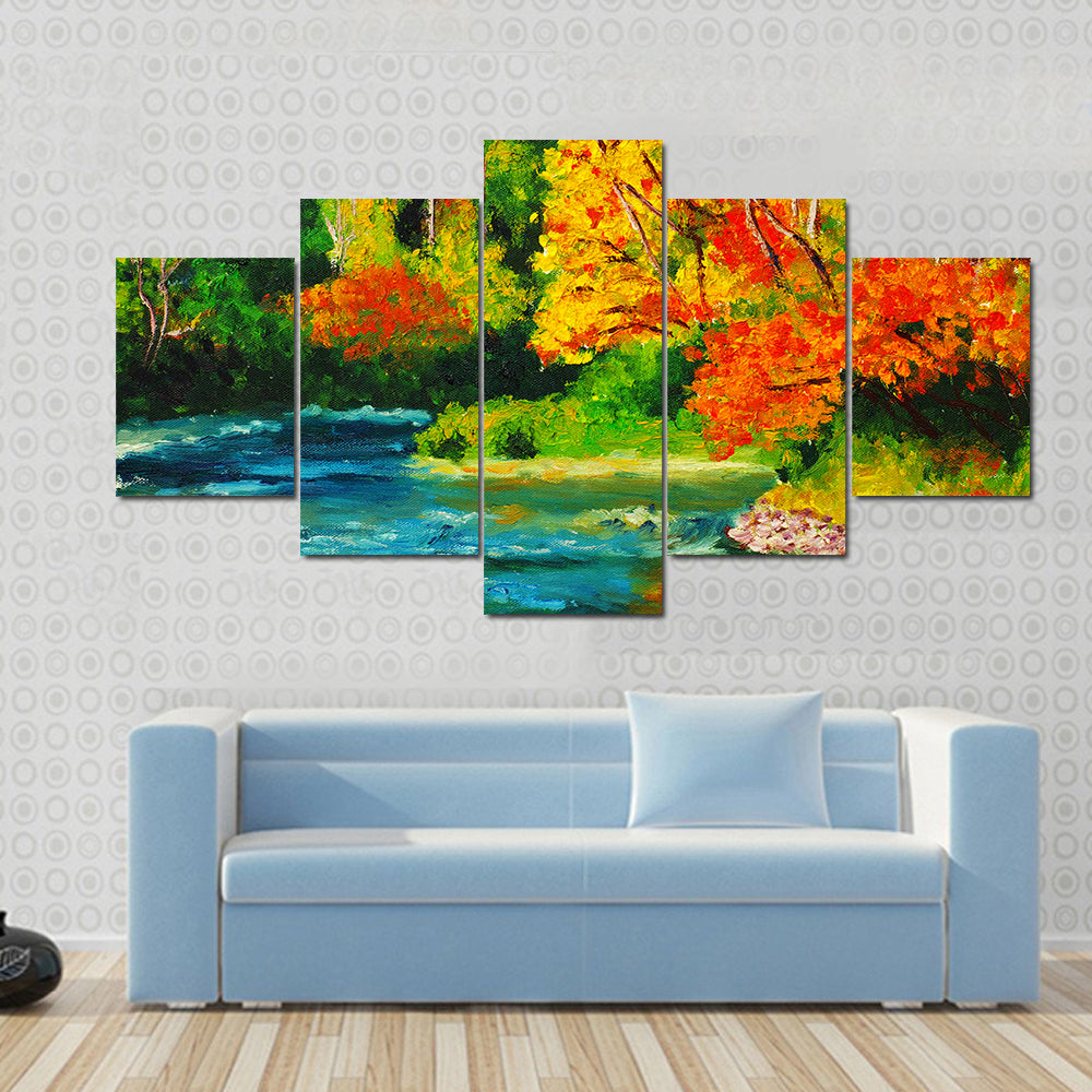 Maple River in Autumn Canvas Wall Art