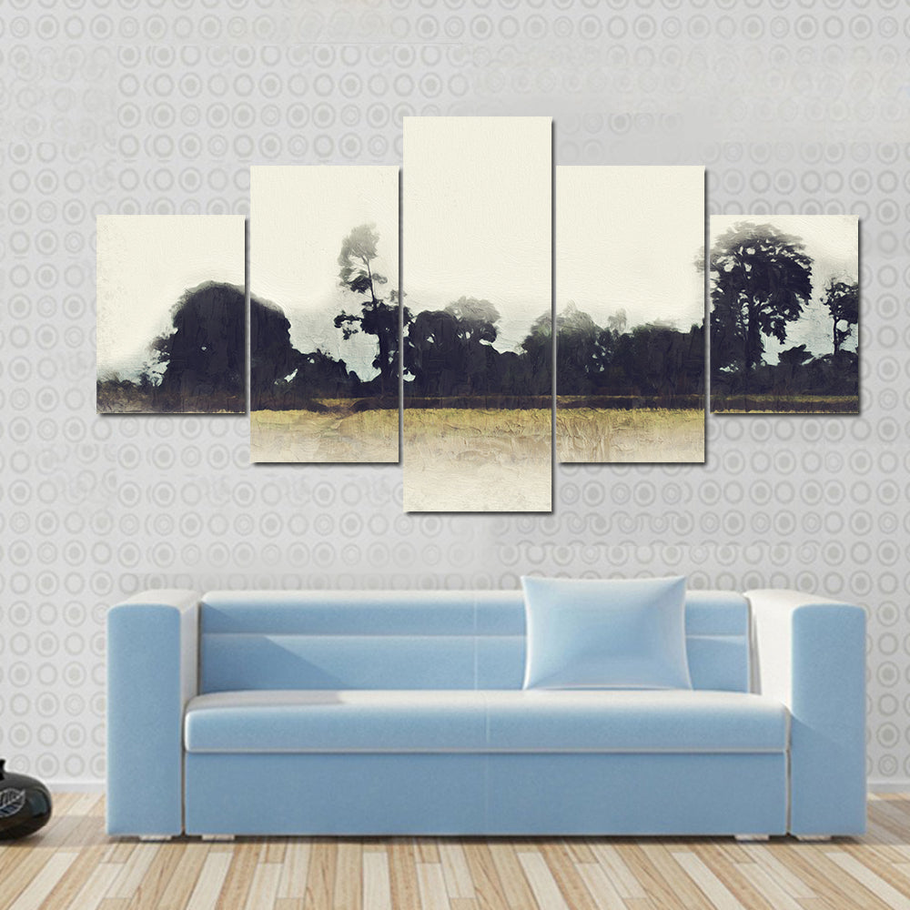 Tree And Field Abstract Canvas Wall Art