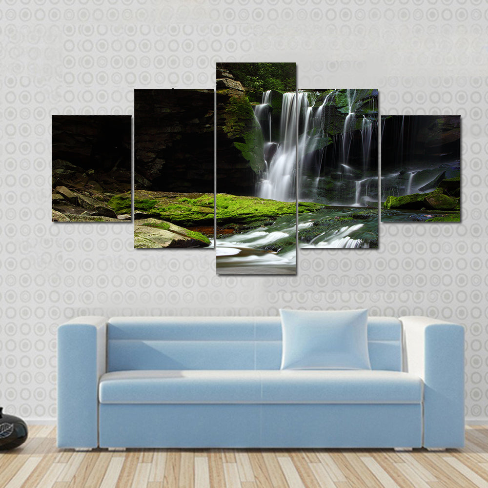 Waterfall Landscape With Rippling Pond Canvas Wall Art