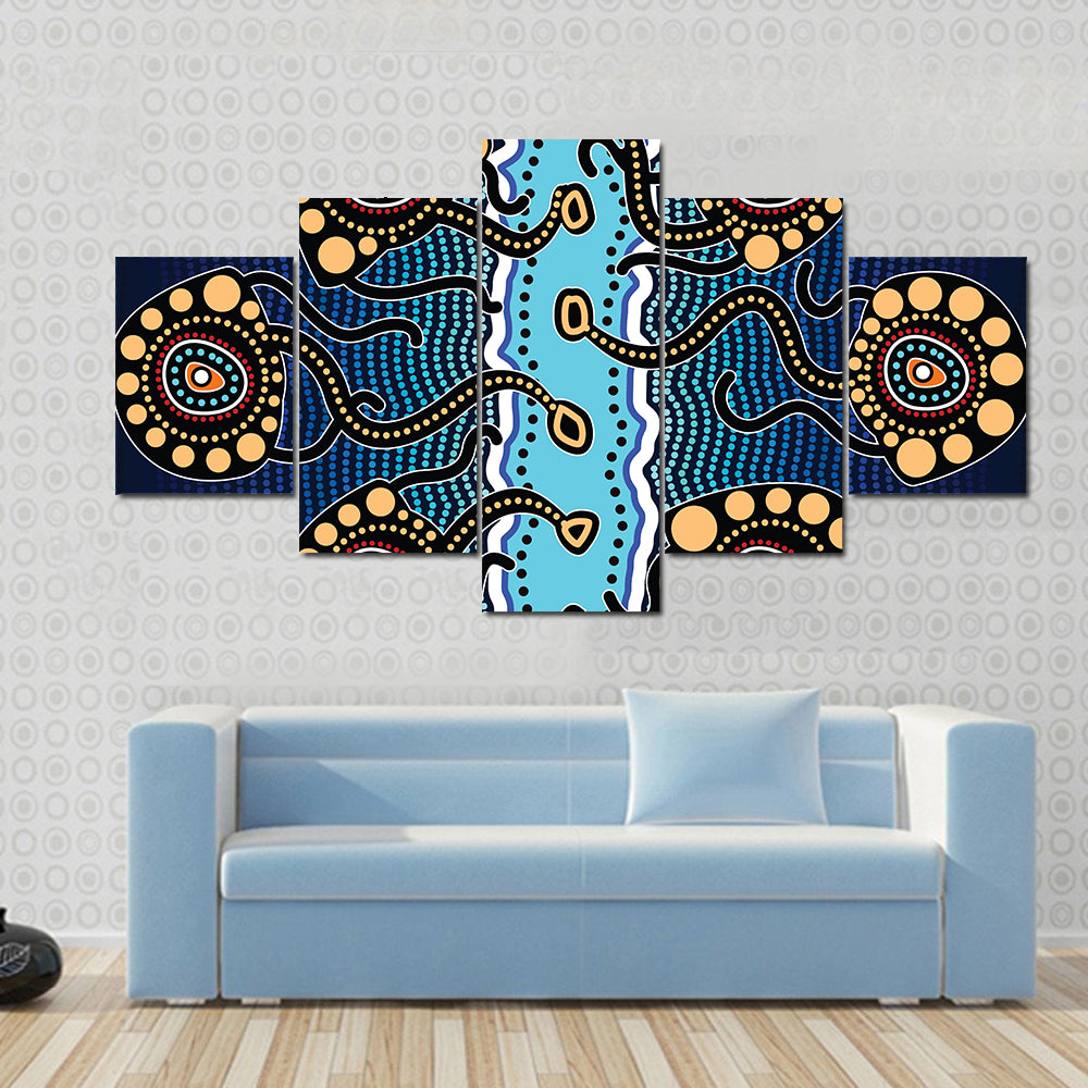Aboriginal Jellyfish Artwork Canvas Wall Art