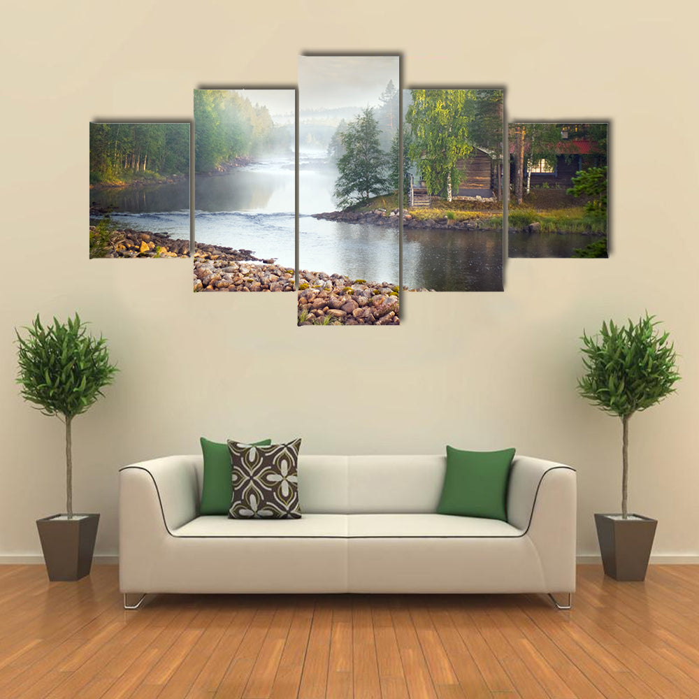 Mystic River In The Morning Canvas Wall Art