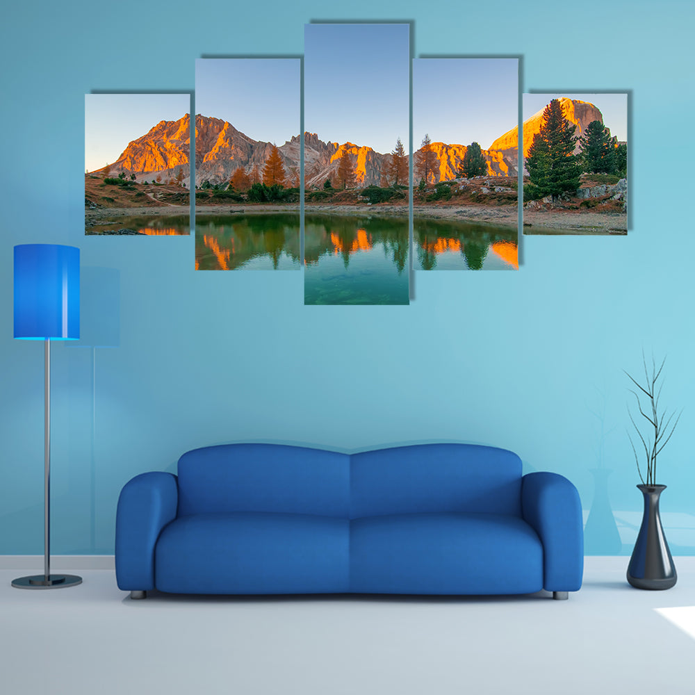 Limides Lake Reflection at Golden Hour Canvas Wall Art
