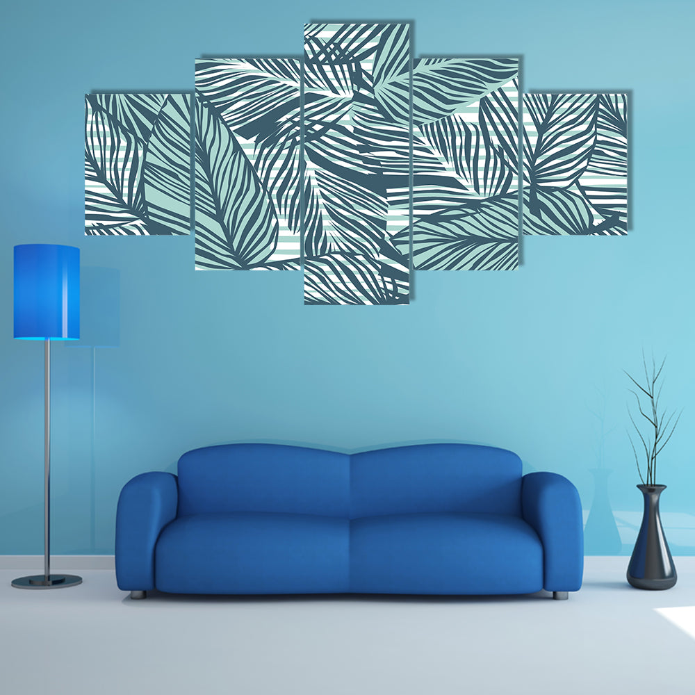 Seamless Palm Leaves Pattern Canvas Wall Art