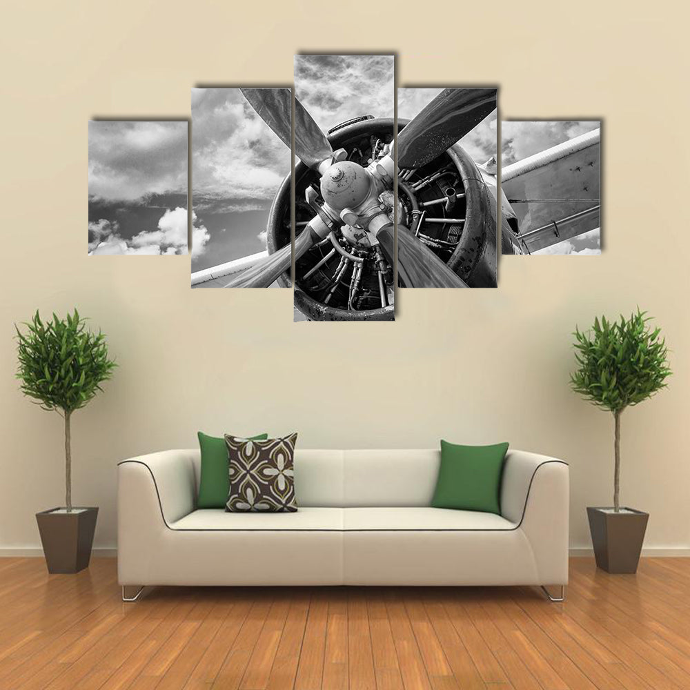 Vintage Airplane Propeller Close-up Canvas Wall Art