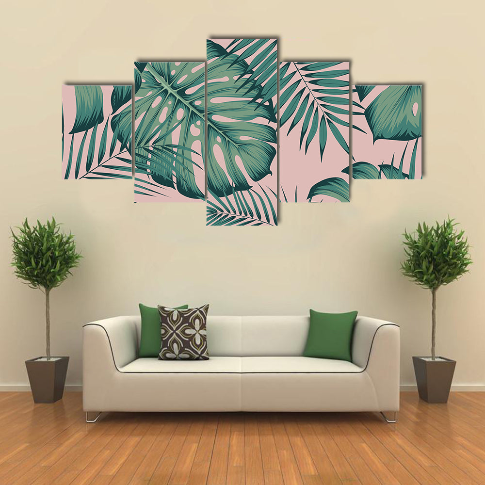 areca palm wall Areca Palm Leaf Design Multi Panel Canvas Wall Art Print - colorful - 5 Star - Canvas Print - 62" x 32"