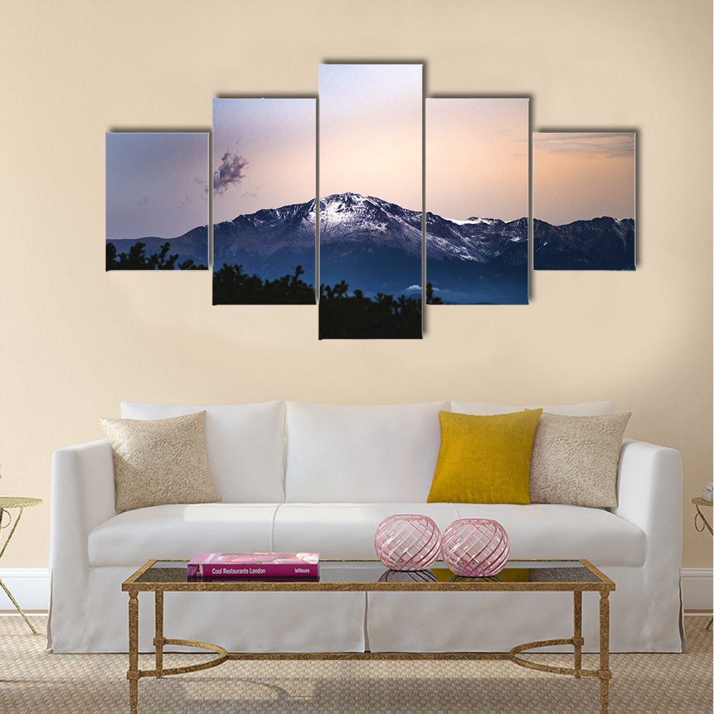 Snow Capped Pikes Peak In Colorado Springs Canvas Wall Art