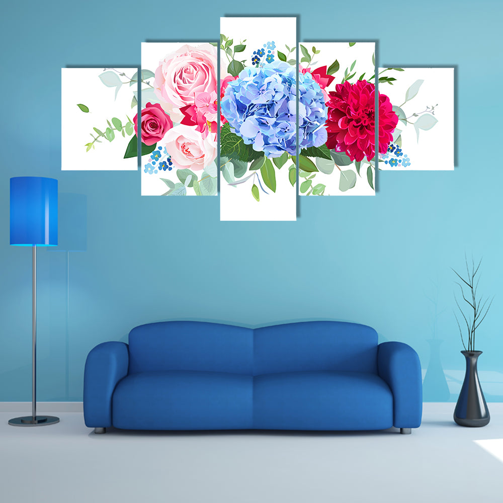 Summer Wedding Floral Bouquet Canvas Wall Art