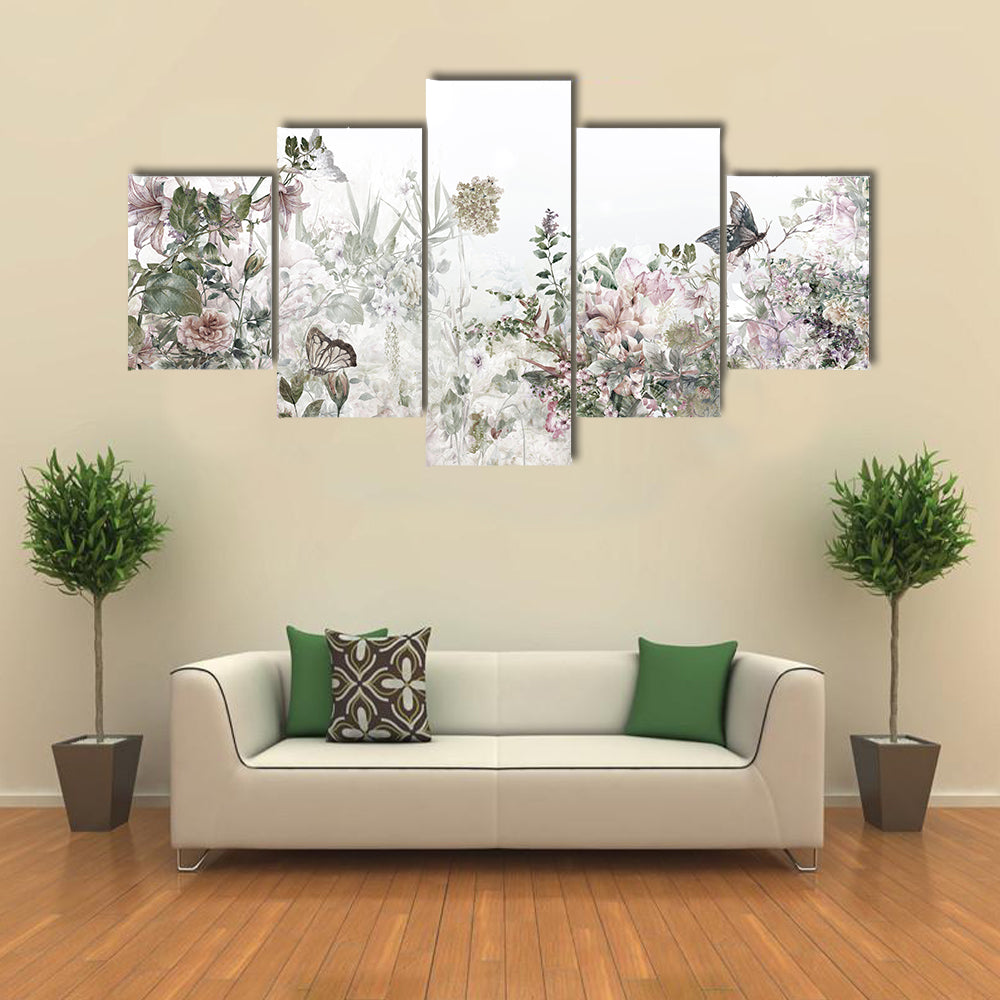 Watercolor Spring Flowers Canvas Wall Art