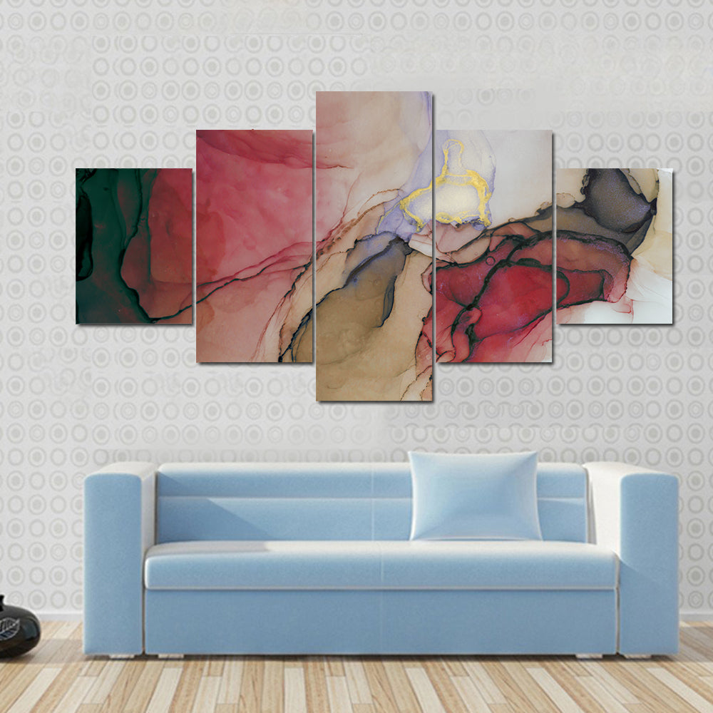 Alcohol Ink Abstract with Gold Accents Canvas Wall Art