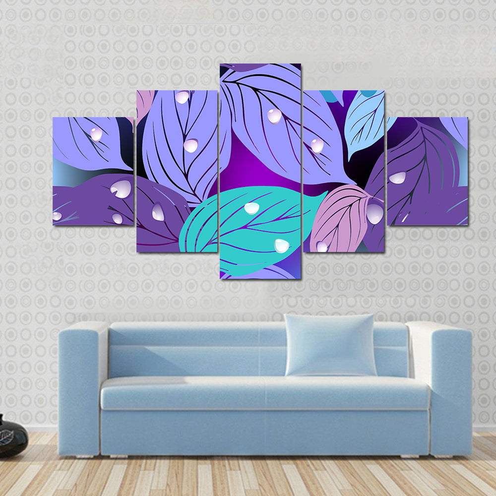 Purple Teal Leaf Texture Canvas Wall Art