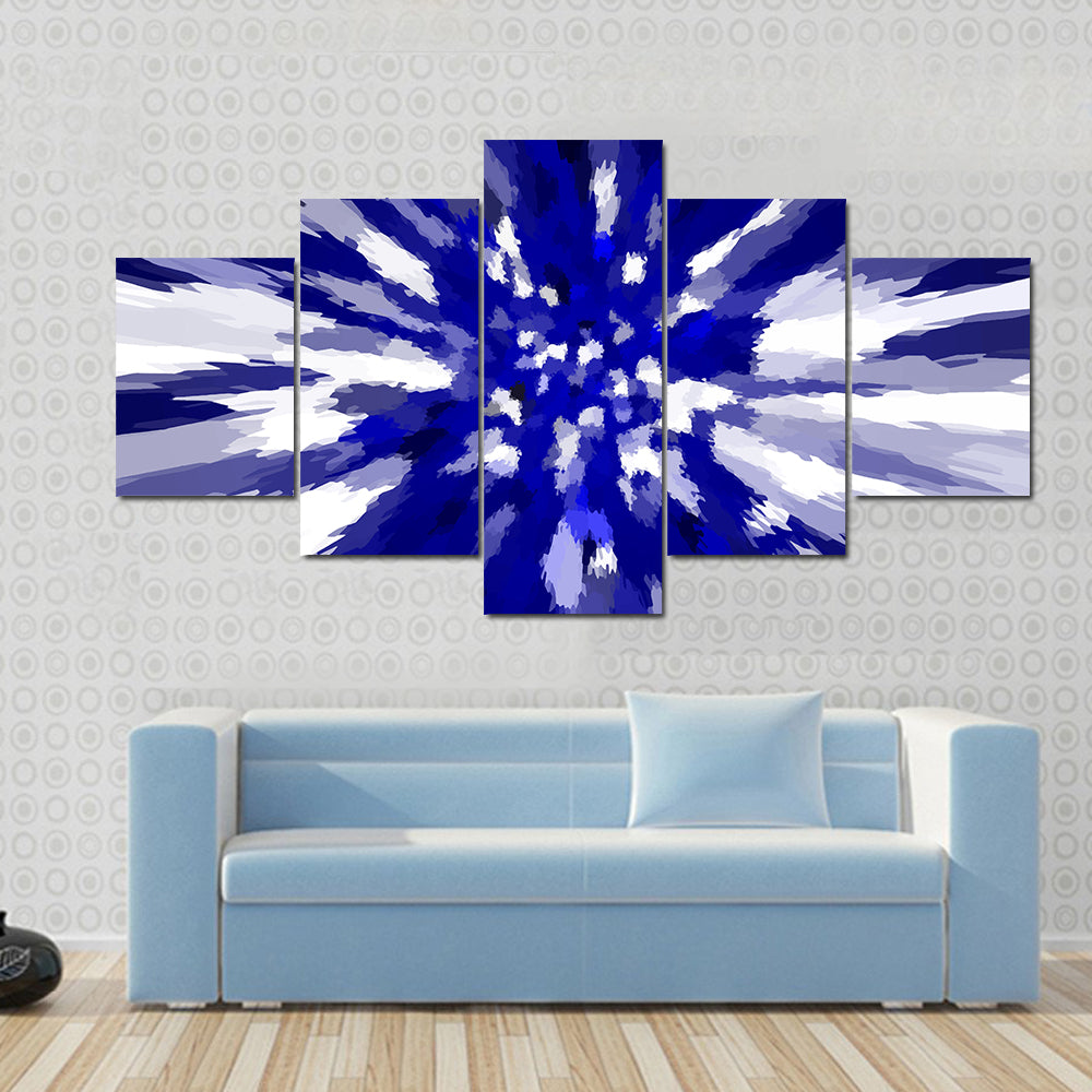 Navy Blue Starburst Abstract Canvas Wall Art