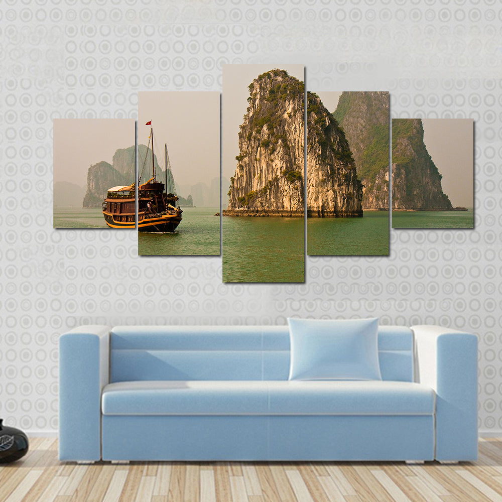 Boat in Halong Bay, Vietnam Canvas Wall Art