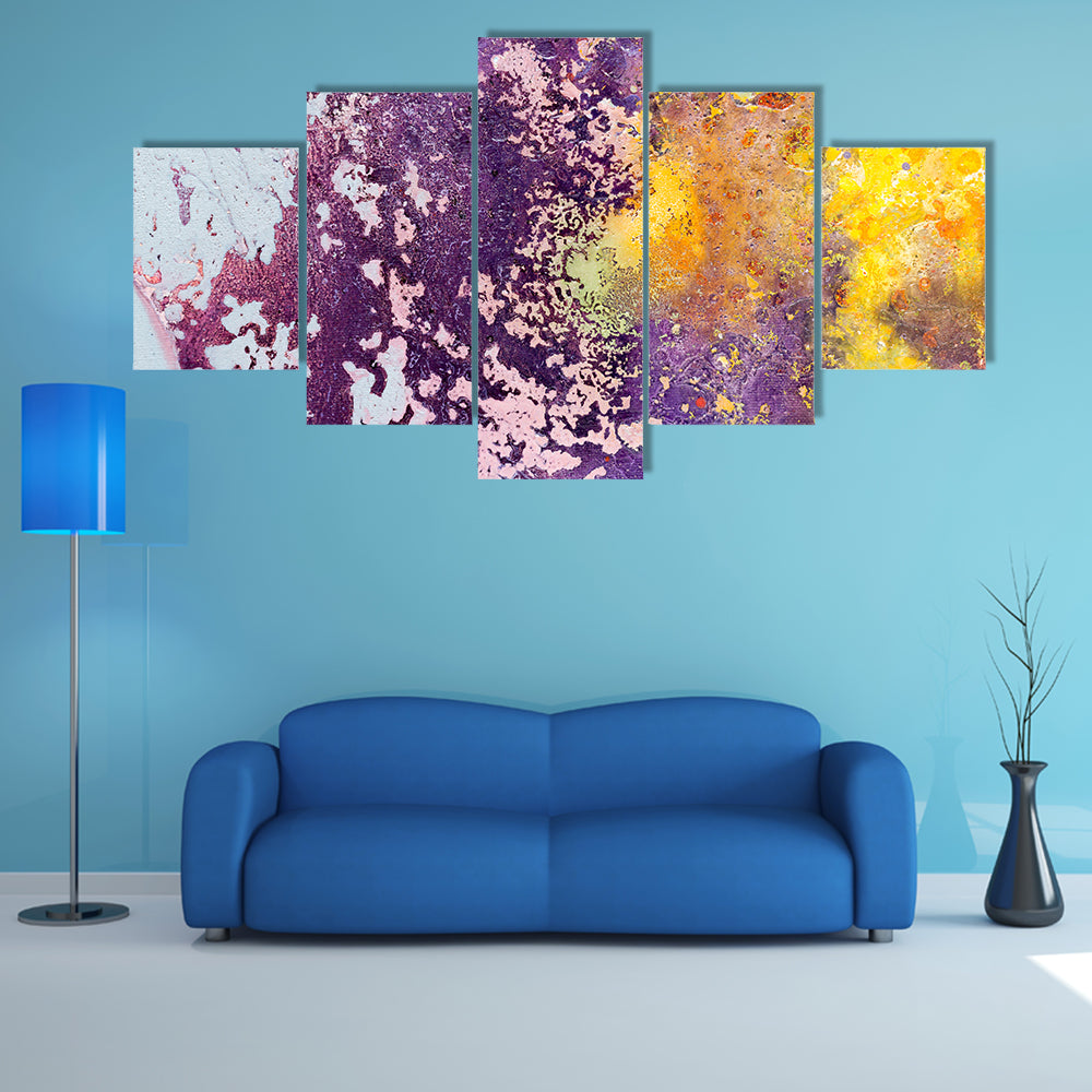 Purple and Yellow Abstract Texture Canvas Wall Art