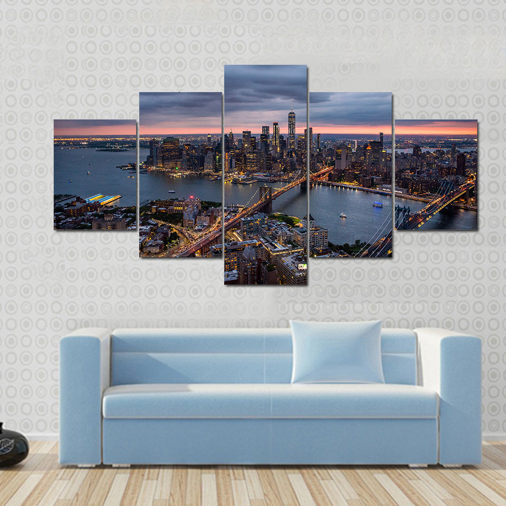 New York City at Night Canvas Wall Art