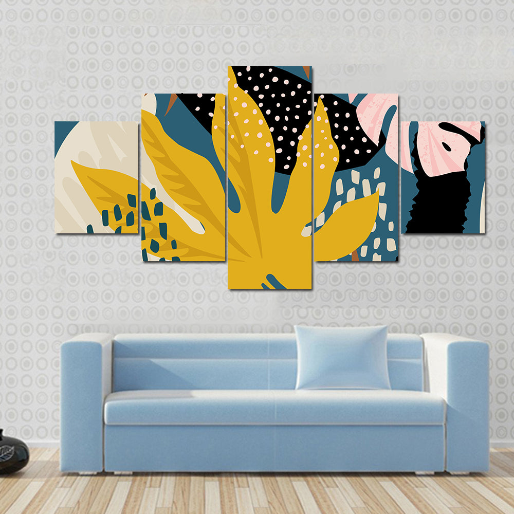 Abstract Tropical Leaves Pattern Canvas Wall Art