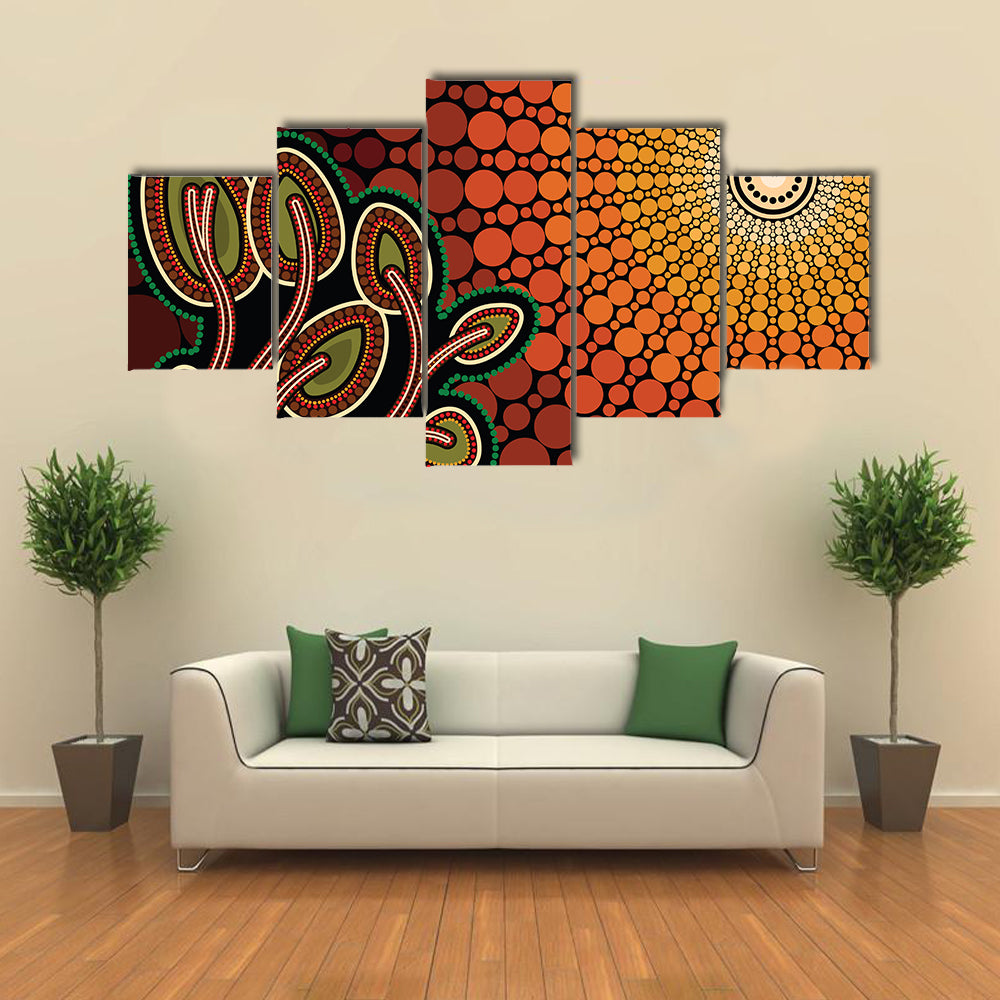 Aboriginal Tree on Hill Canvas Wall Art