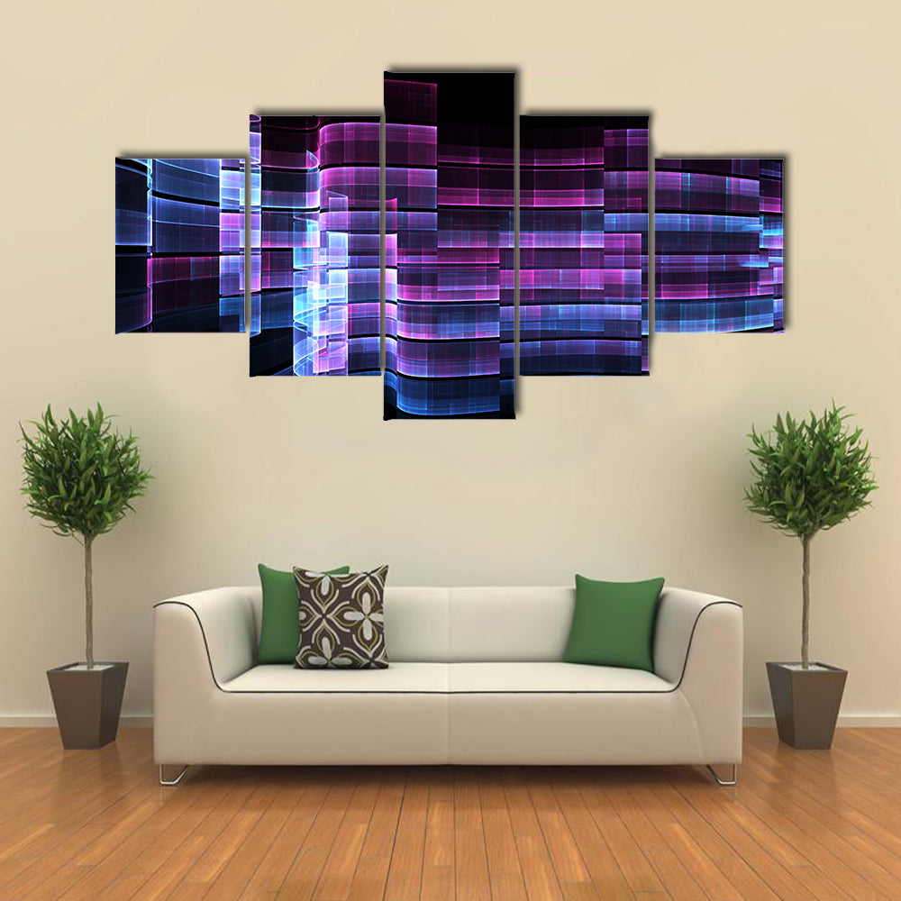 Futuristic Digital Grid Abstract Canvas Wall Art