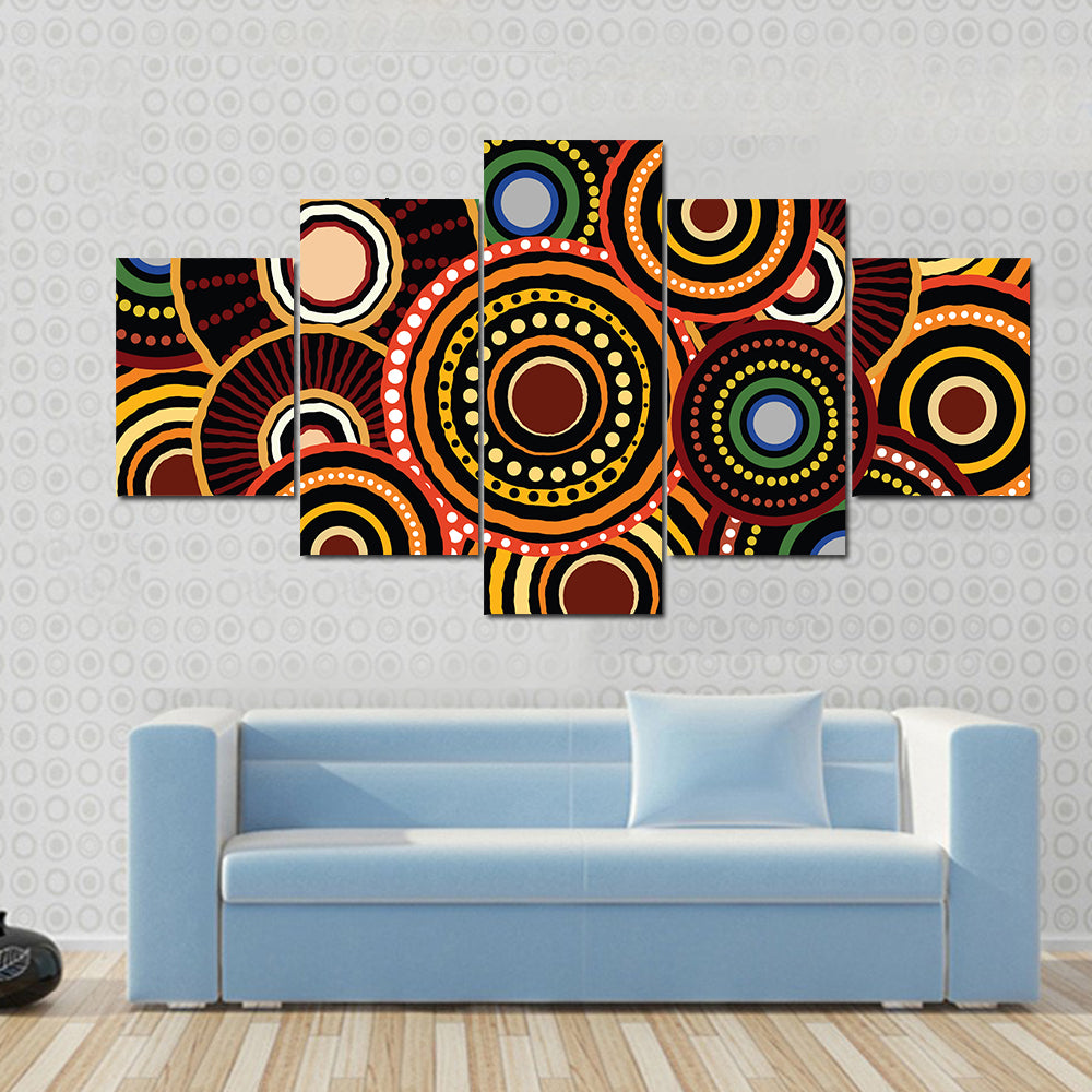 Concentric Dotted Circle Pattern Canvas Wall Art