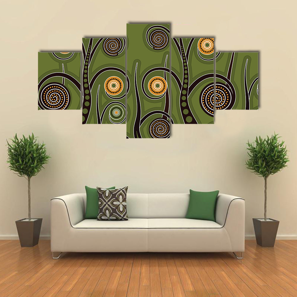 Olive Dotted Tree Dot Painting Canvas Wall Art