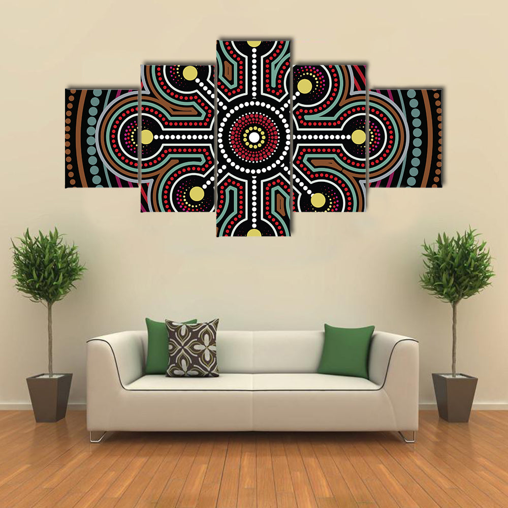 Aboriginal Dot Mandala Design Canvas Wall Art