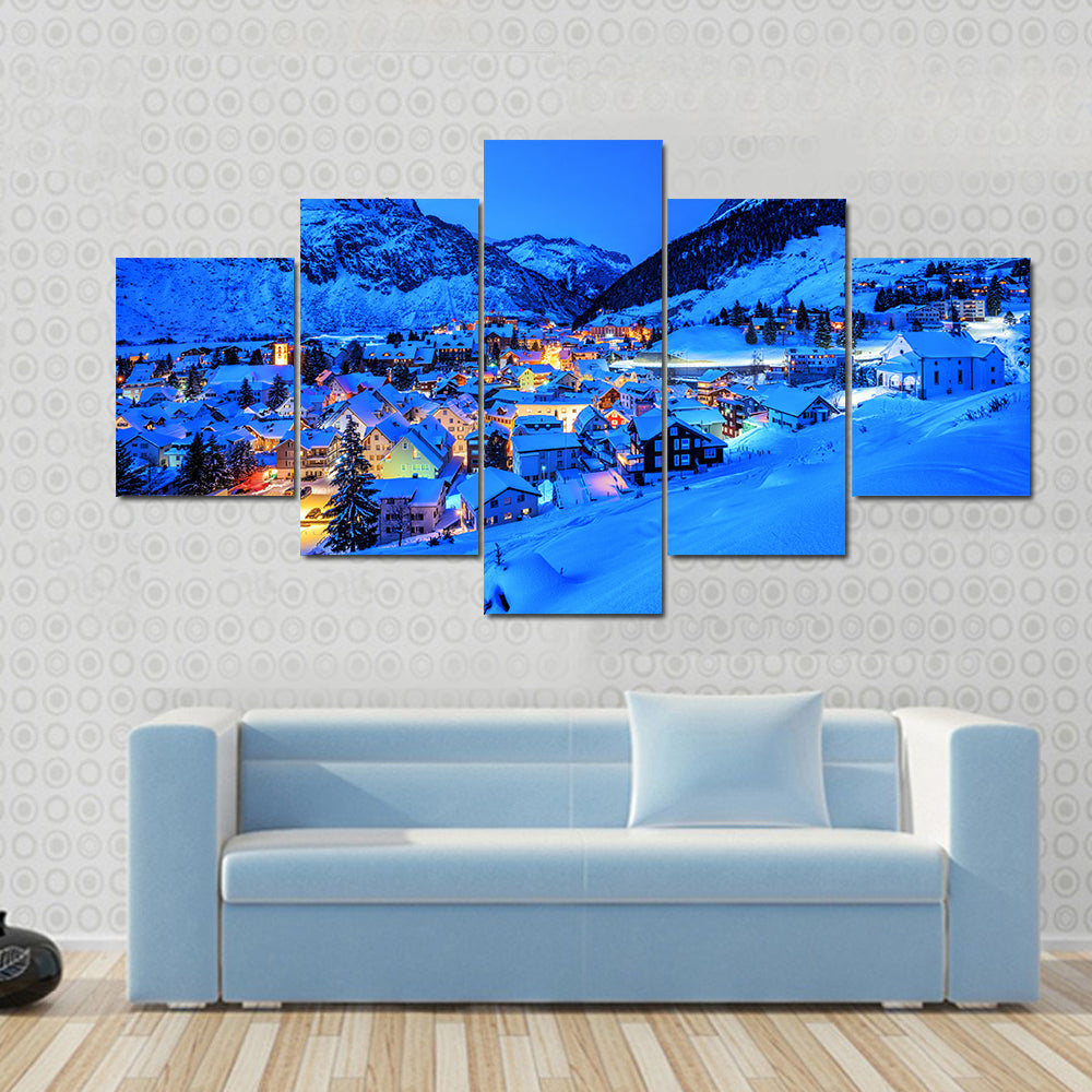 Andermatt Village In Swiss Alps Mountains Canvas Wall Art