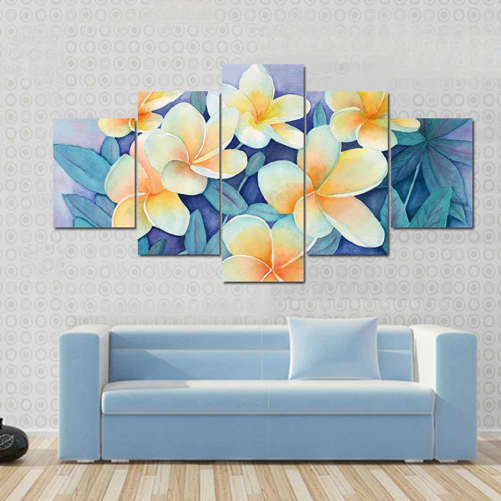 Tropical Frangipani Flowers Canvas Wall Art