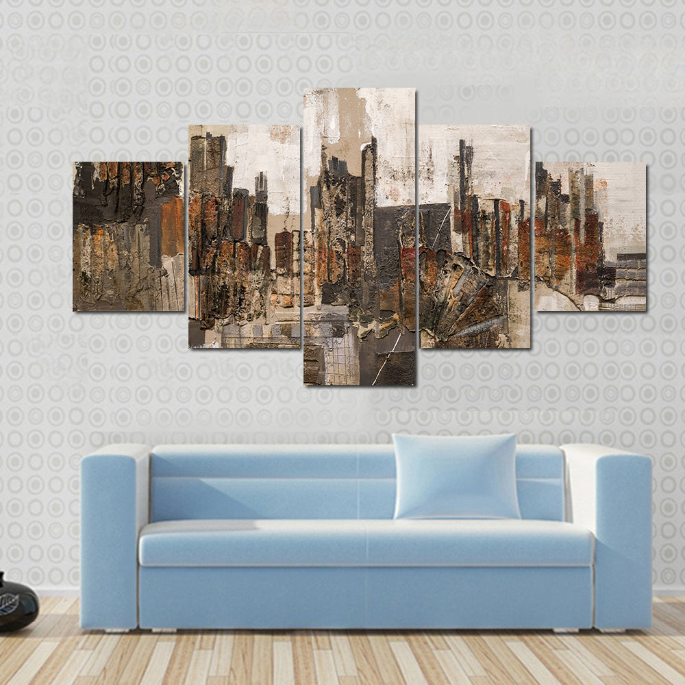 Textured Abstract Urban Skyline Canvas Wall Art