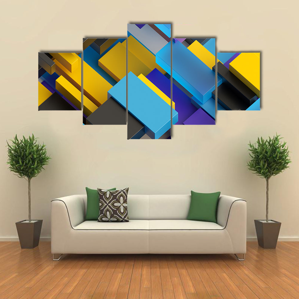 Layered Brick Pattern Canvas Wall Art