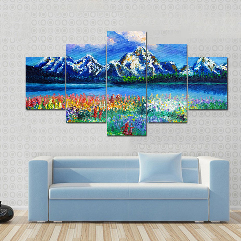 Spring Mountain Lake Canvas Wall Art