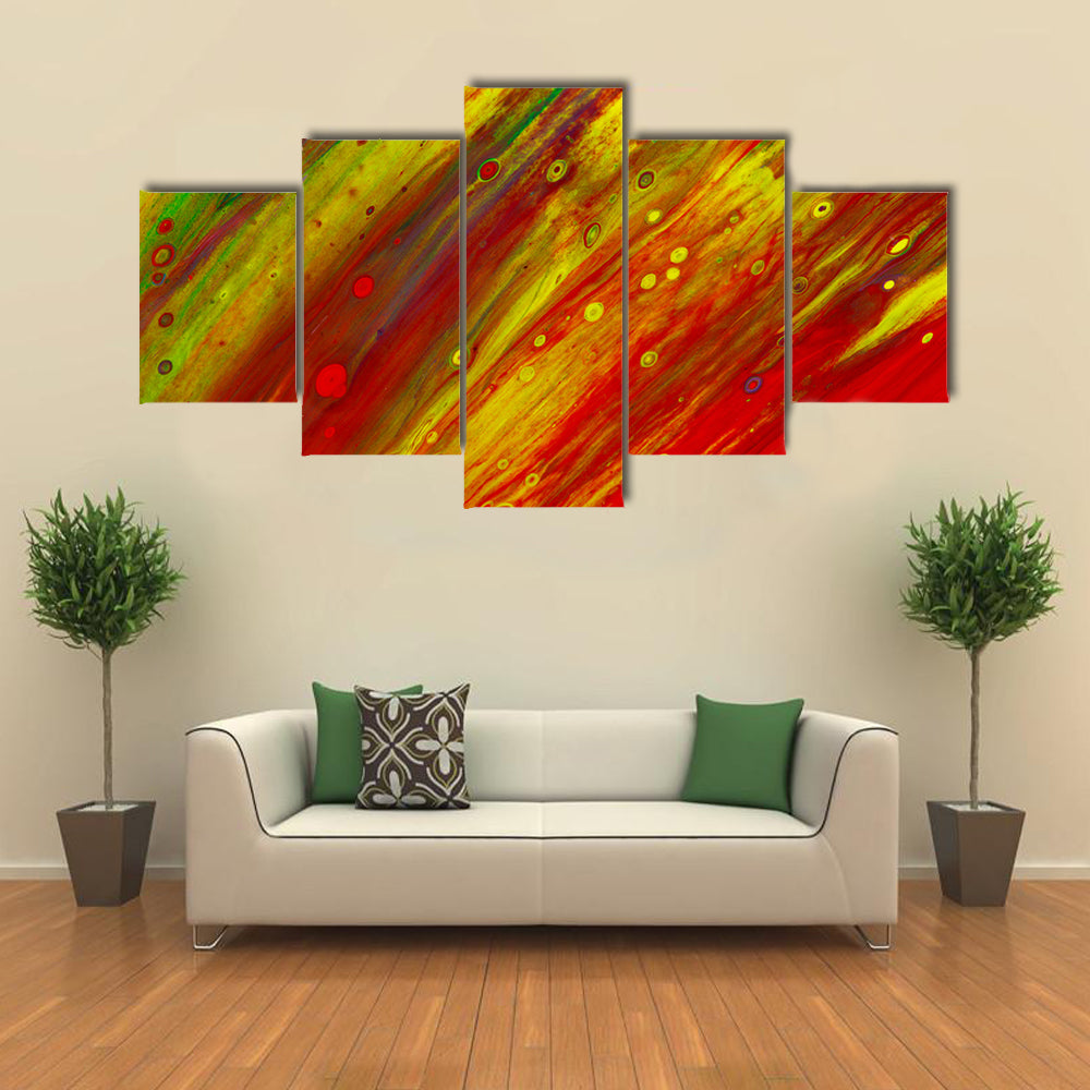 Red and Yellow Fluid Abstract Canvas Wall Art