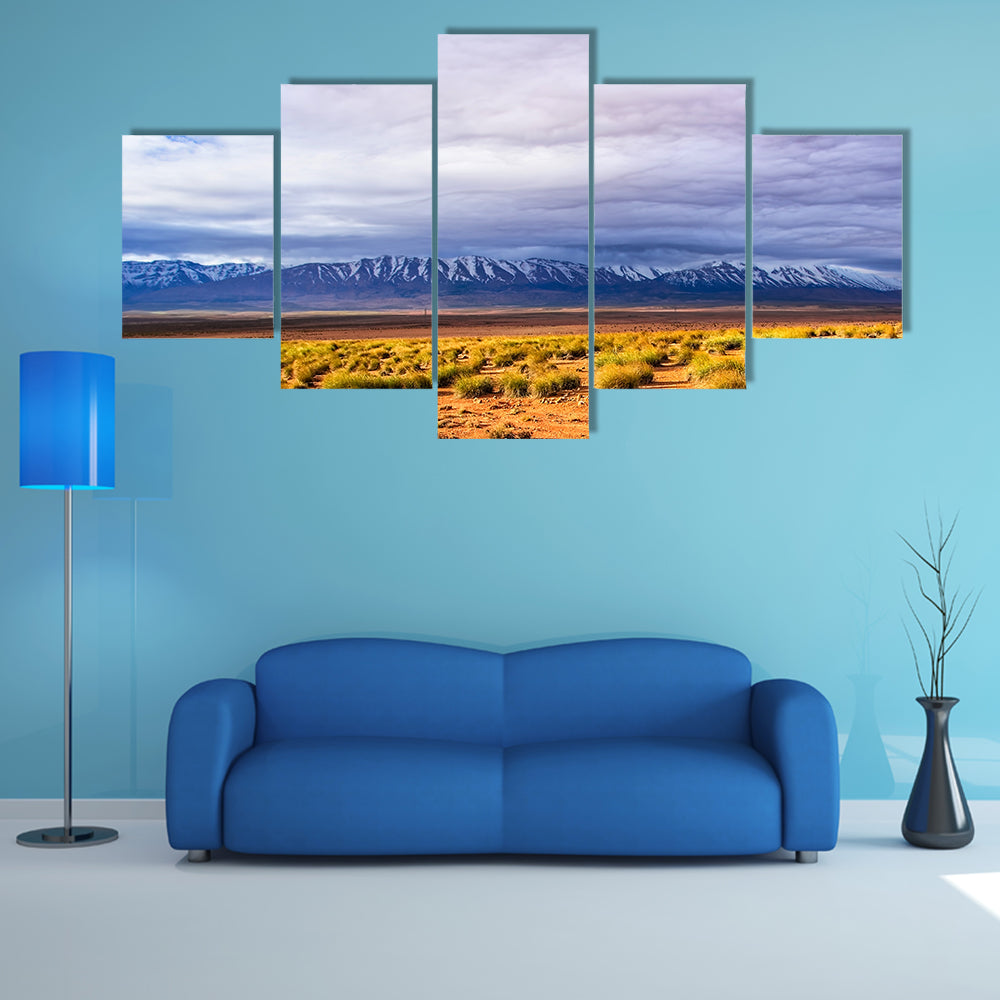 Morocco Desert With Mountains Peaks Canvas Wall Art