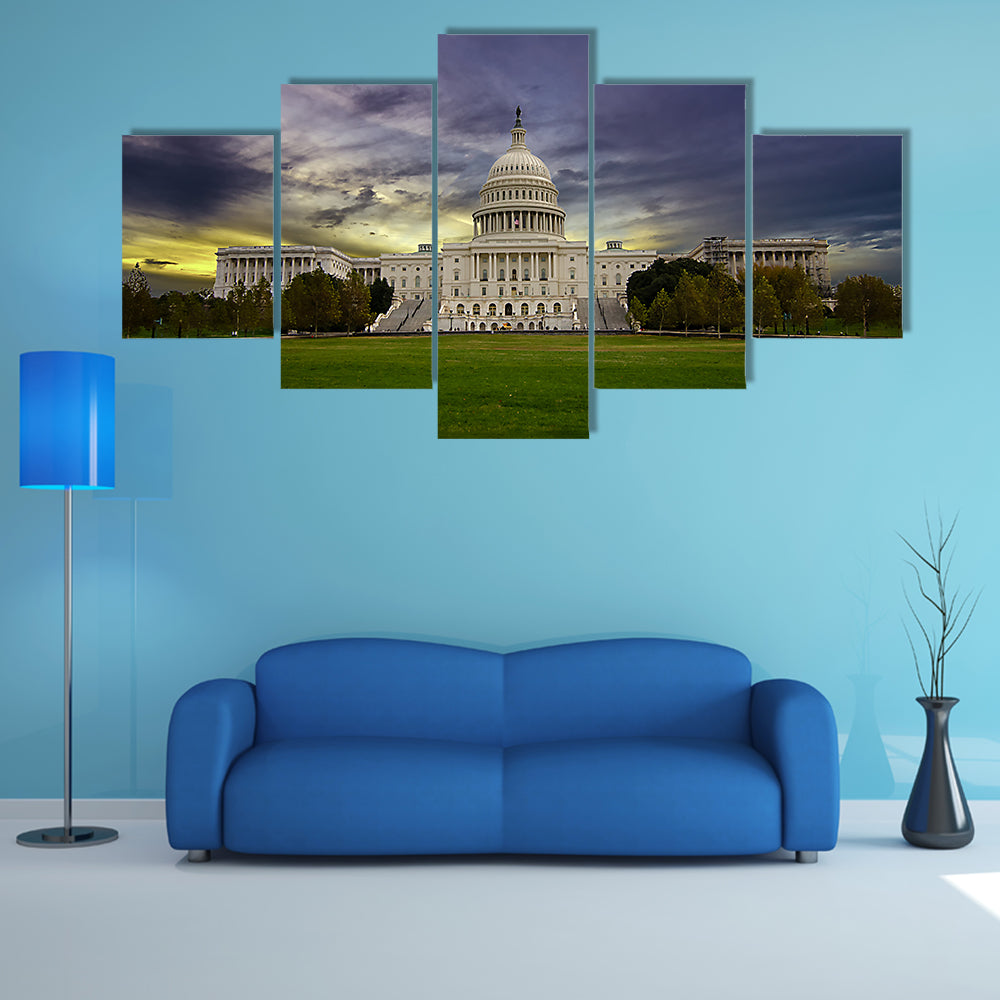 United States Capitol at Sunset Washington Dc Canvas Wall Art