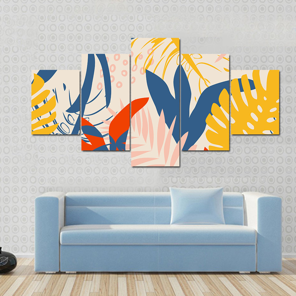 Summer Tropical Leaf Pattern Canvas Wall Art
