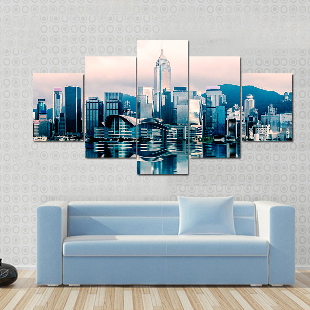 Hong Kong Cityscape At Victoria Harbour Canvas Wall Art