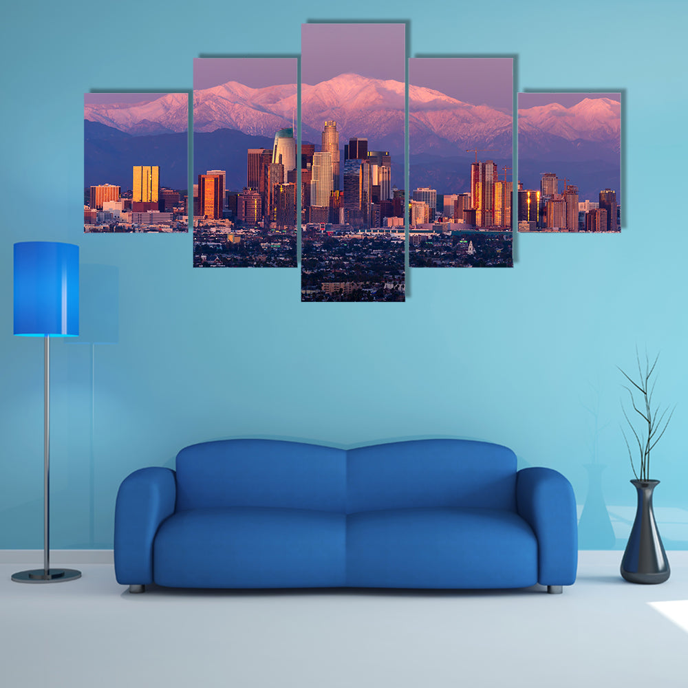 Downtown Los Angeles Skyline at Sunset Canvas Wall Art
