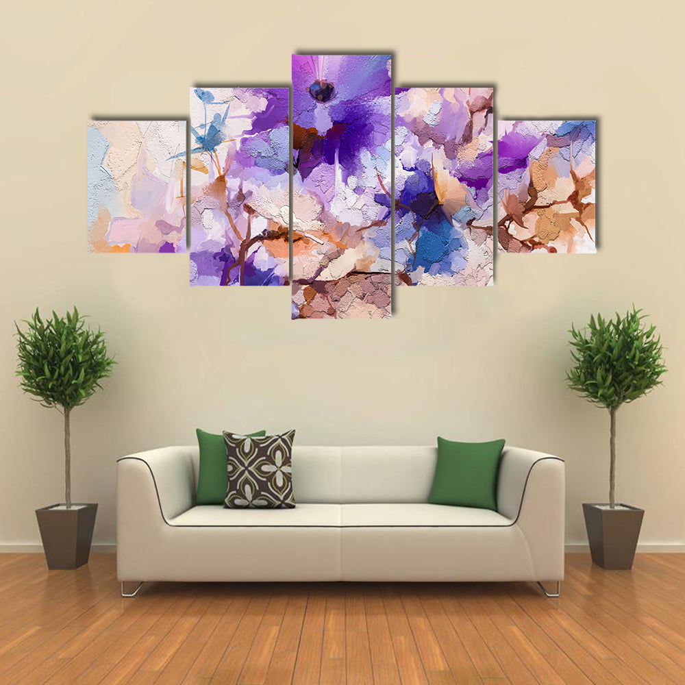 Oil Painted Spring Flowers Canvas Wall Art