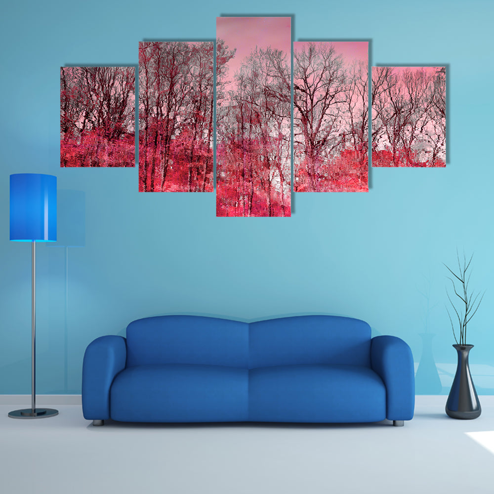 Surreal Pink Winter Forest Canvas Wall Art