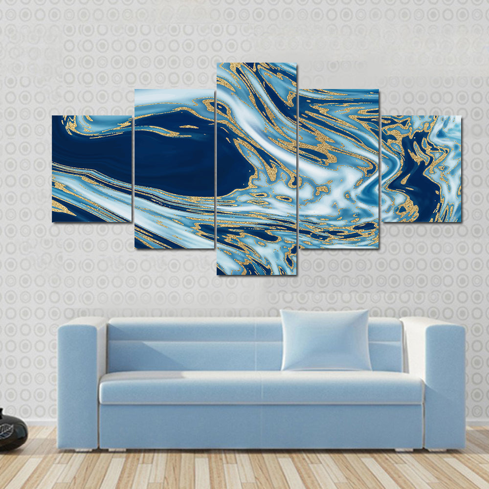 Liquid Marble with Gold Veins Canvas Wall Art