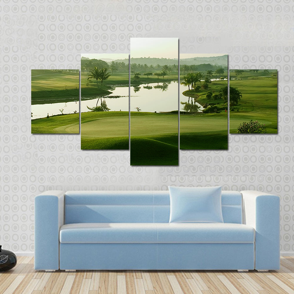 Sunrise Golf Course with Lake Canvas Wall Art