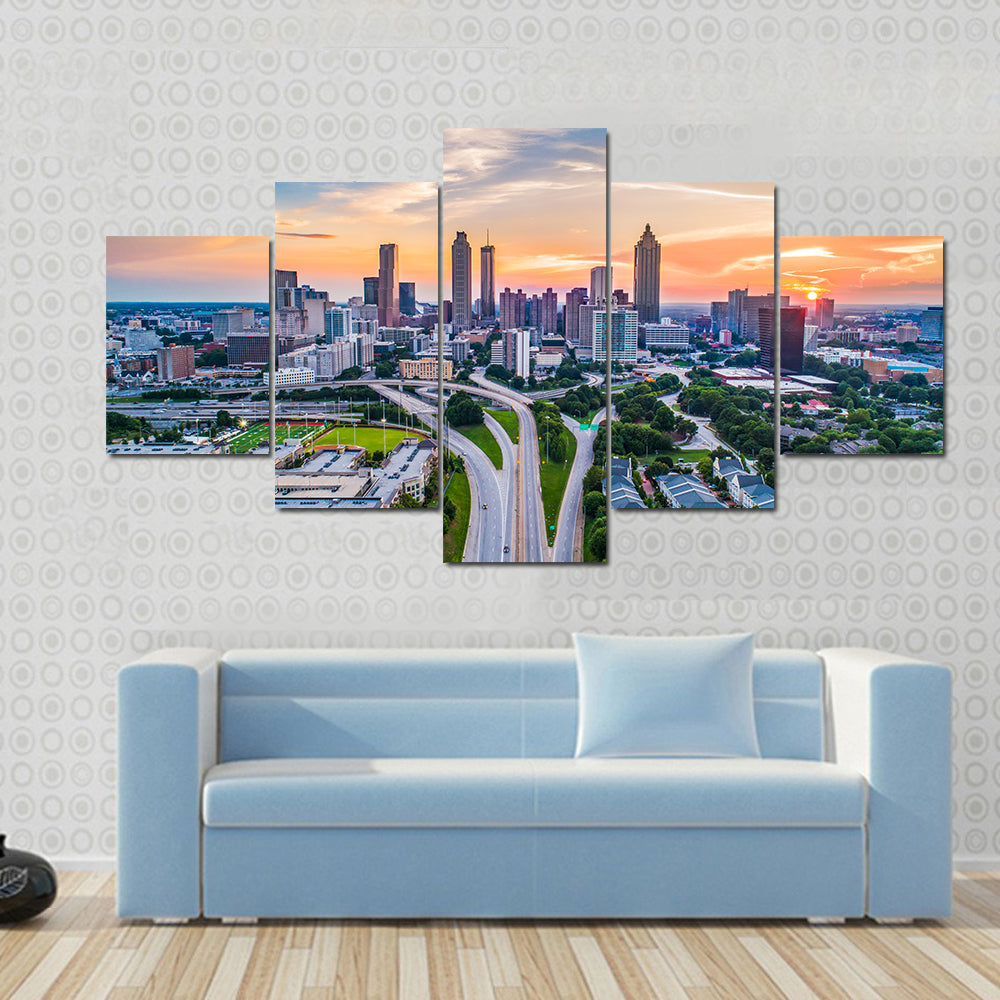 Atlanta In Georgia Skyline Canvas Wall Art