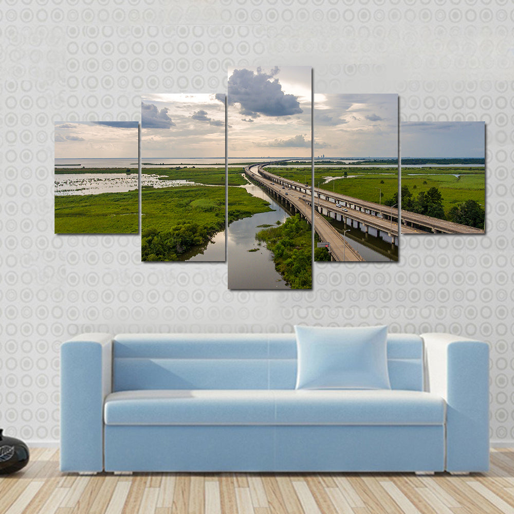Interstate 10 Bridge Over Mobile Bay, Alabama Canvas Wall Art