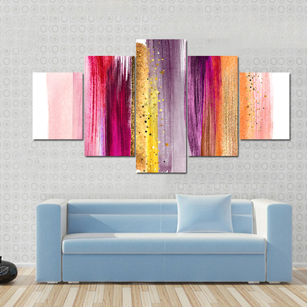Watercolor Brush Strokes with Gold Highlights Canvas Wall Art
