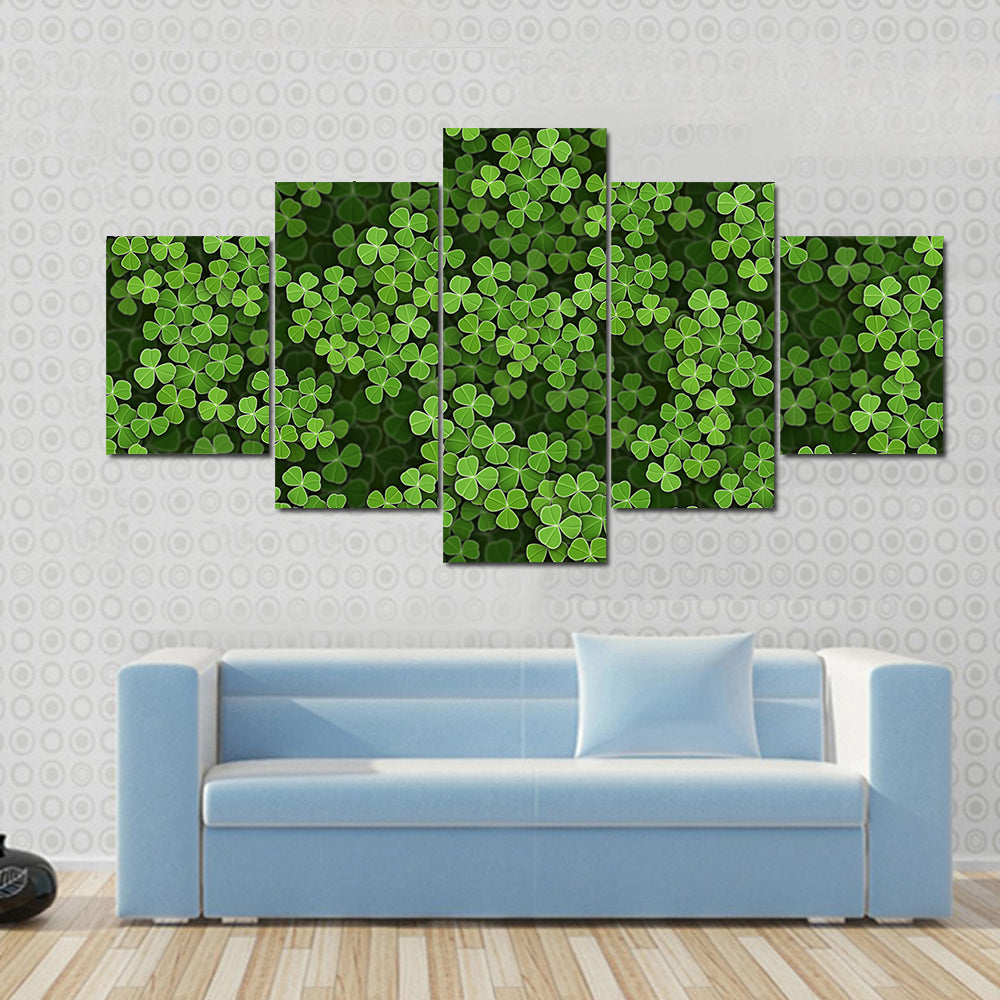 Green Shamrock Illustration Canvas Wall Art