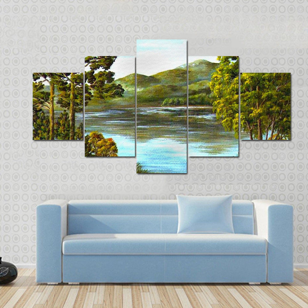 Autumn Mountain Lake Canvas Wall Art