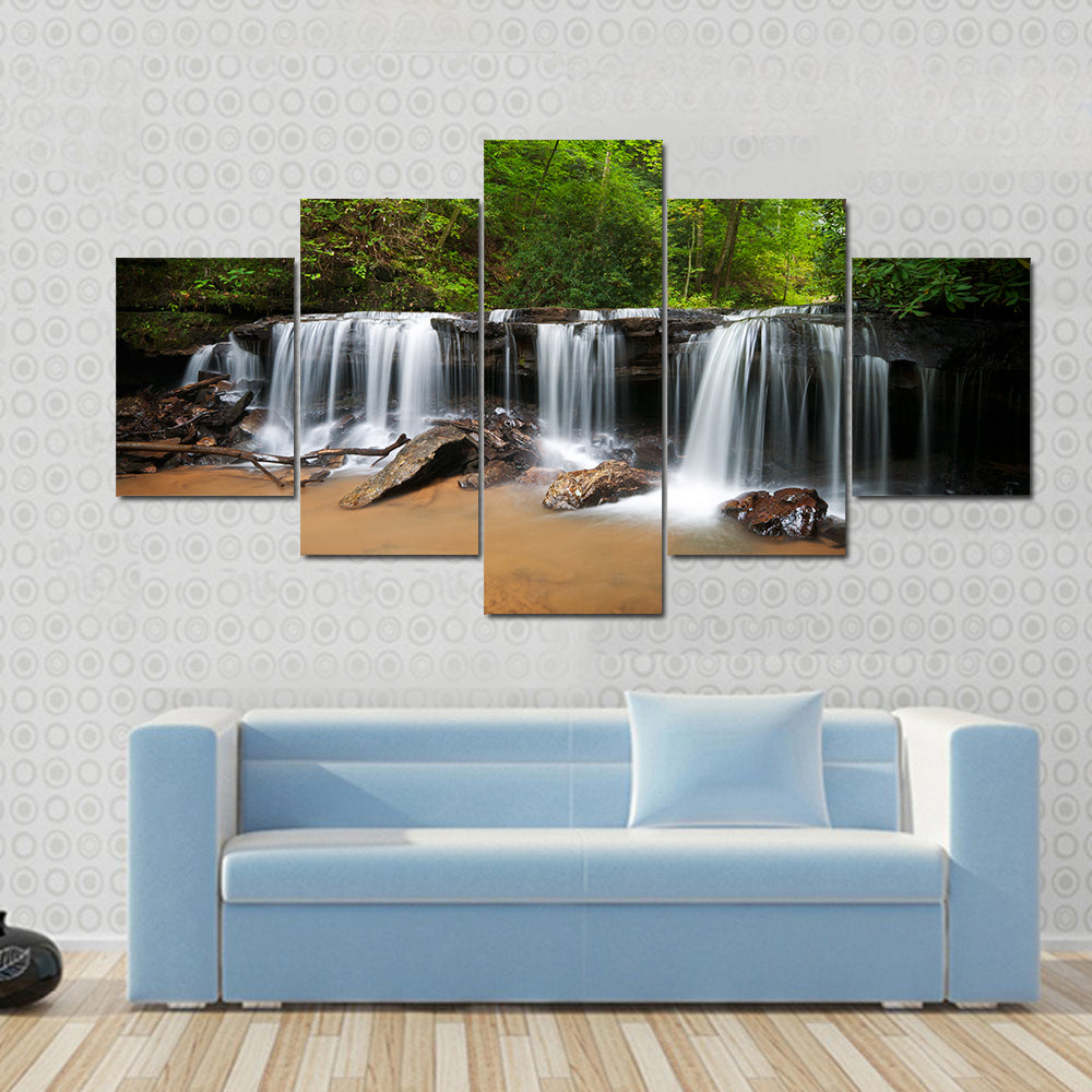 Peaceful Forest Waterfalls Canvas Wall Art